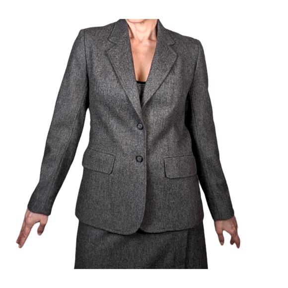 Vintage Evan Picone Two Piece Wool Skirt Suit Gray Vintage Size 8 Modern Size 0 - Picture 5 of 14